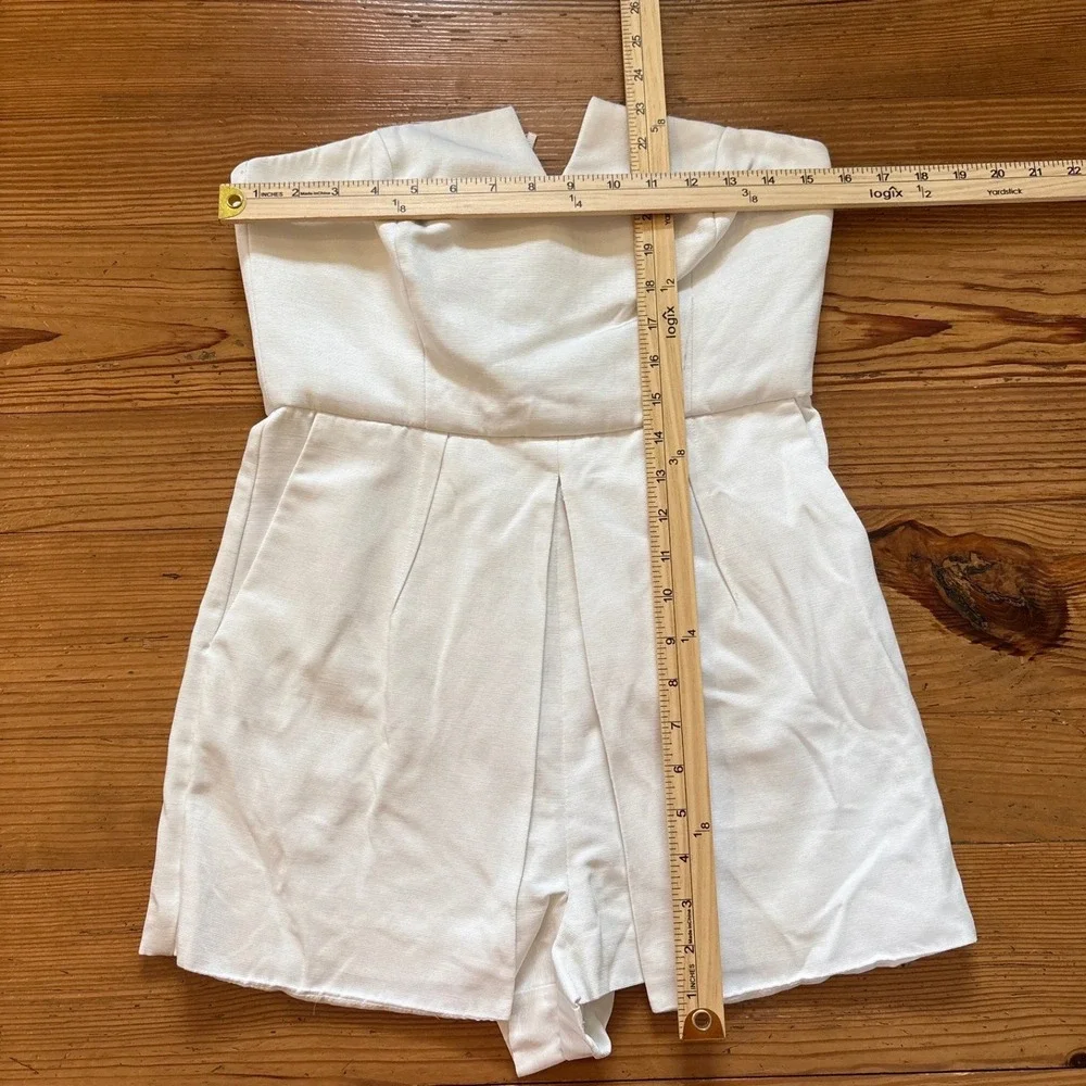 Topshop Romper Women White Strapless Notched Sweetheart Pleated SIZE 6 - Picture 3 of 6